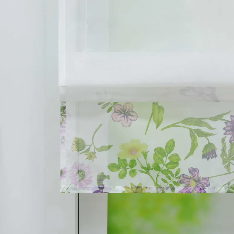 Rollo mit Schlaufen mit Schmetterling Muster Transparent