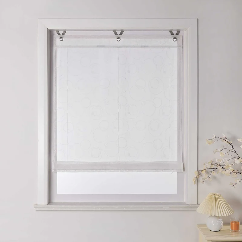 Rollo ohne Bohren Modern Küche Raffgardinen Ösenrollo mit Hakenaufhängung Halbtransparent