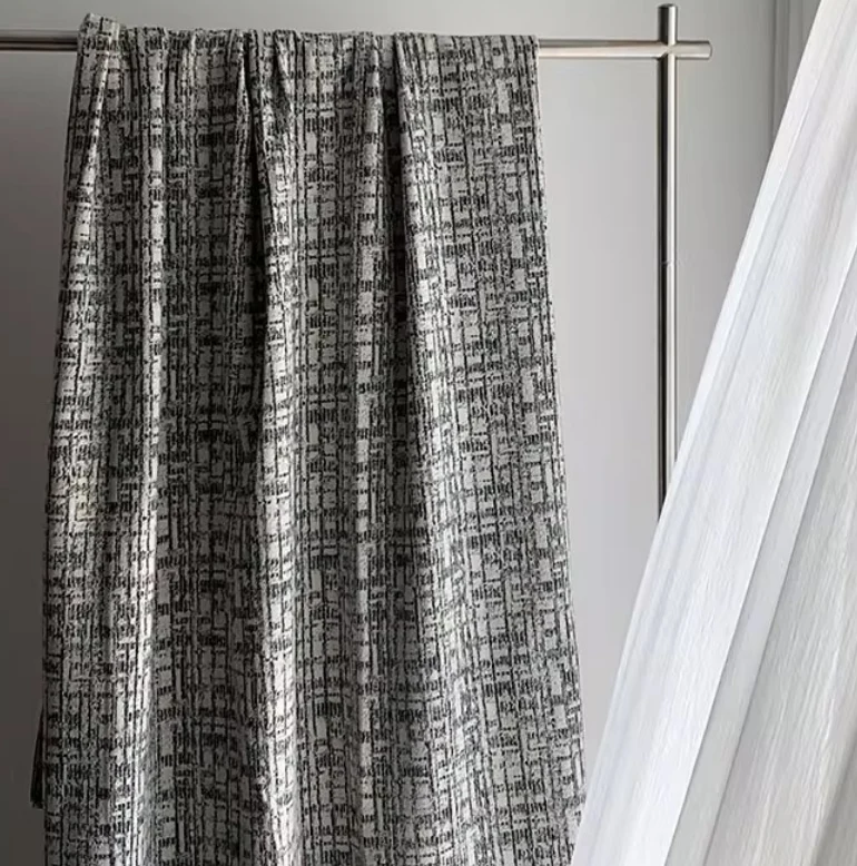 Rideau occultant noir et blanc jacquard tweed style Chanel
