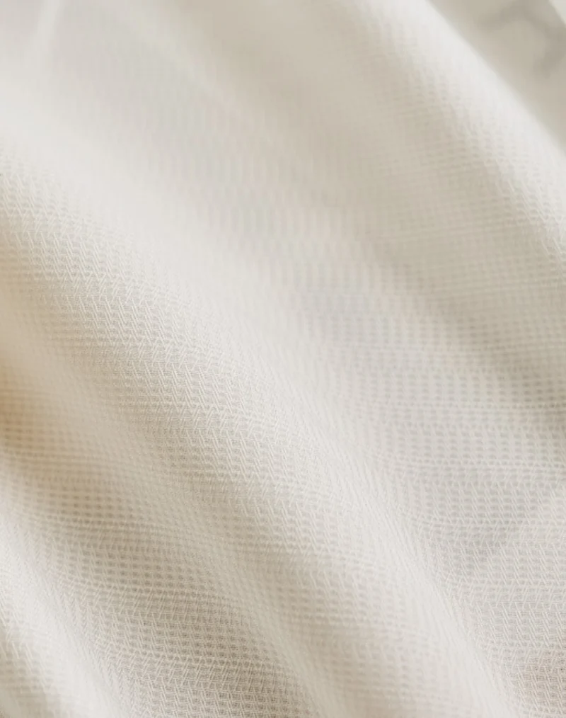 Voilage blanc uni ultra léger liseré beige salon chambre