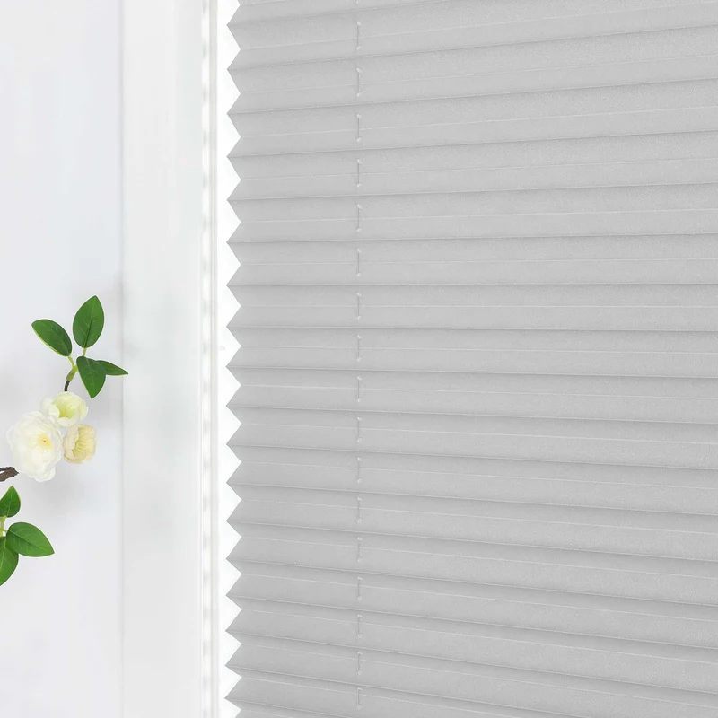 Plissee Rollo Grau ohne Bohren aus Polyester 1 stück