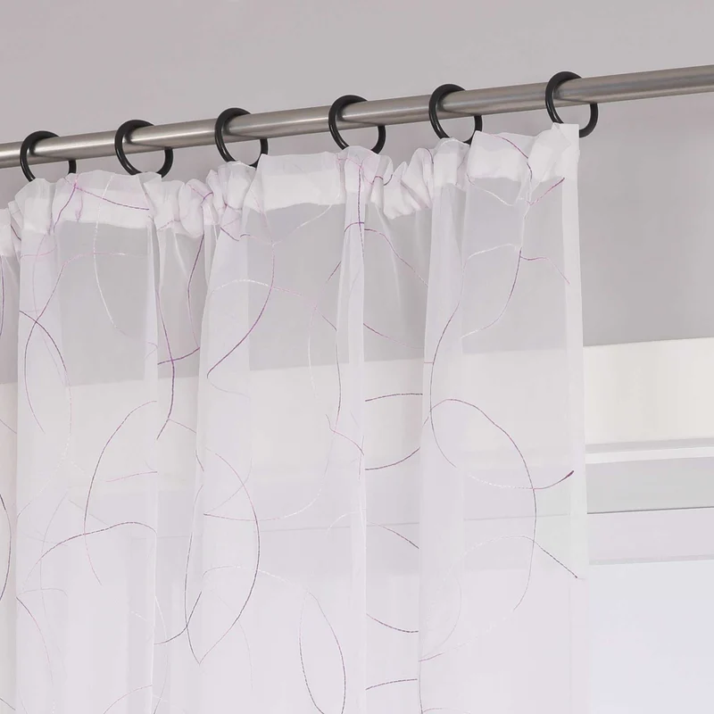 Gardine mit Kräuselband Voile Gardine mit Kreismuster Bestickt 1 Stück