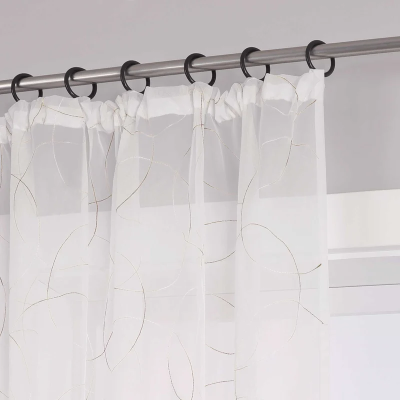 Gardine mit Kräuselband Voile Gardine mit Kreismuster Bestickt 1 Stück