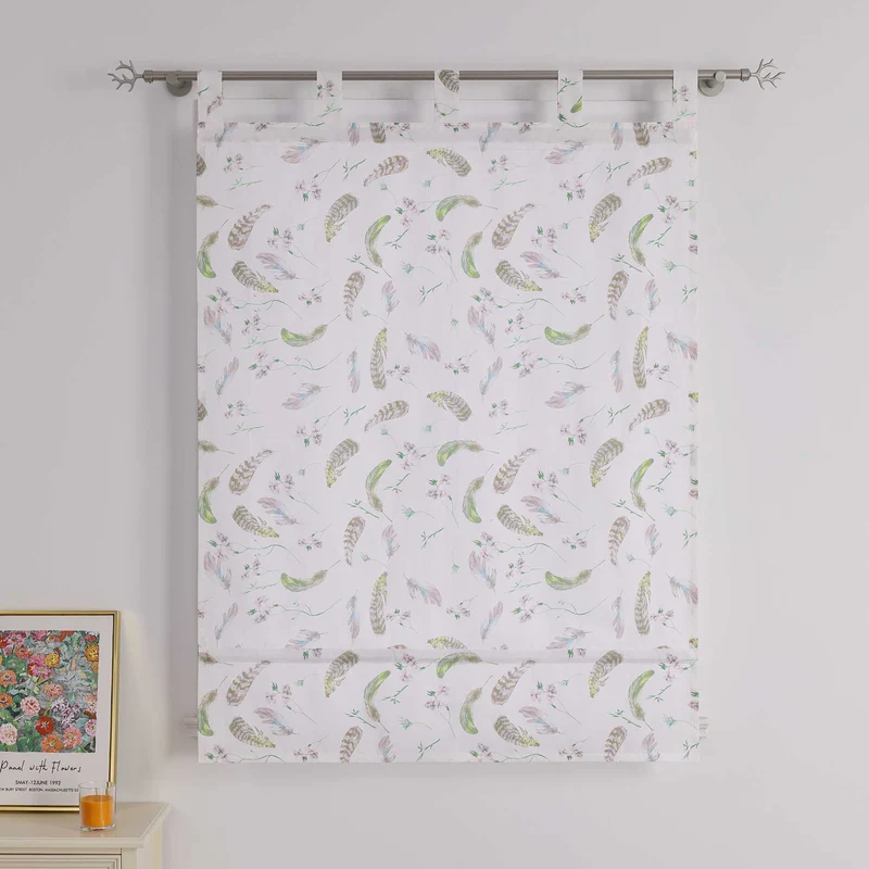 Rollo mit Schlaufen Voile Raffgardine mit Federdruck halbtransparent