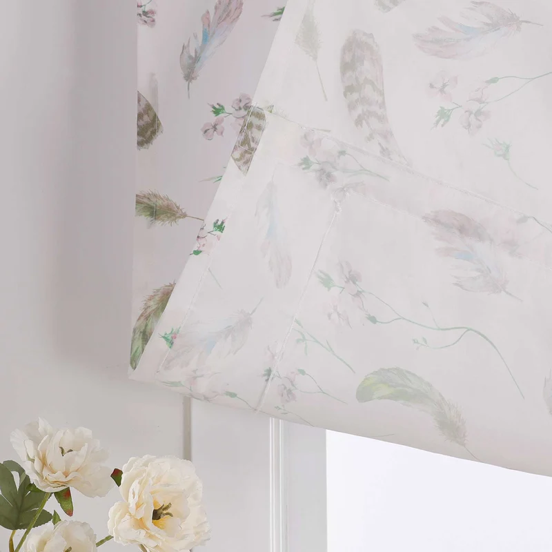 Rollo mit Schlaufen Voile Raffgardine mit Federdruck halbtransparent