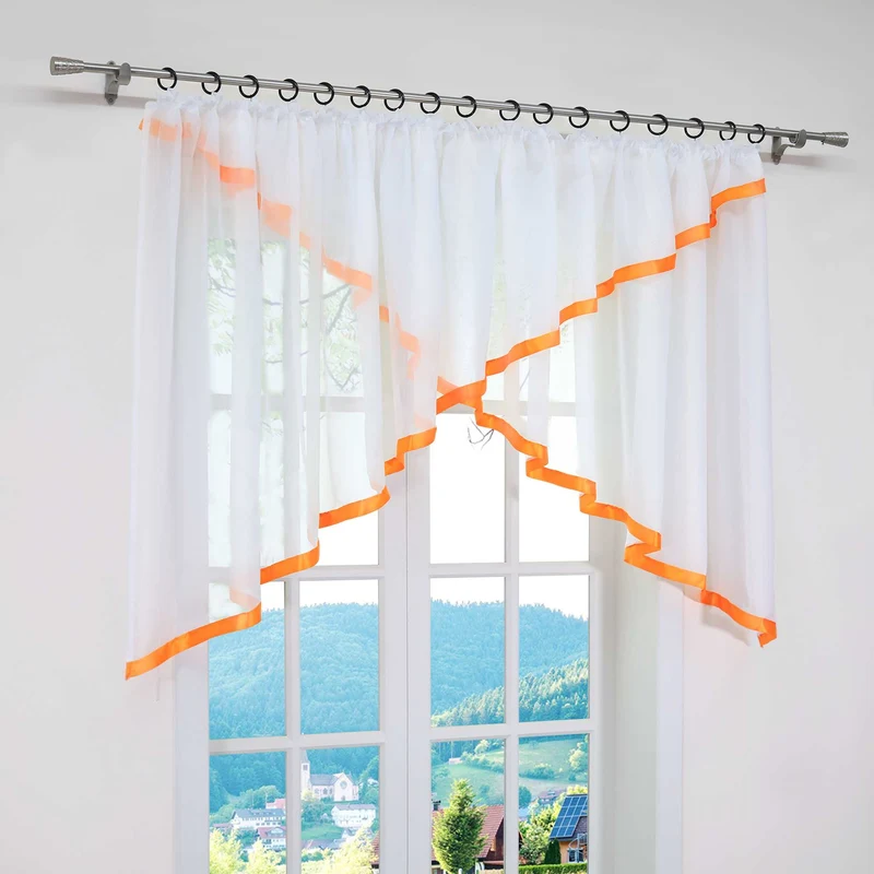 Scheibengardine mit Kräuselband / Fensterdeko Kreuzdesign 1 stück