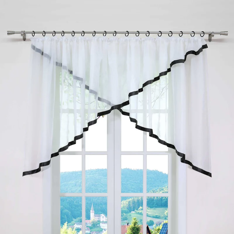 Scheibengardine mit Kräuselband / Fensterdeko Kreuzdesign 1 stück