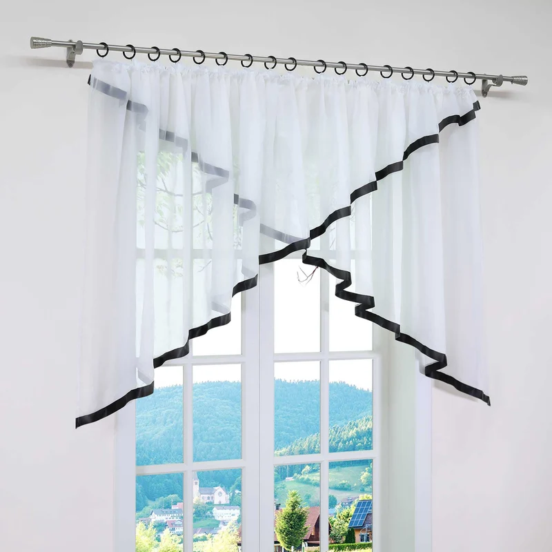 Scheibengardine mit Kräuselband / Fensterdeko Kreuzdesign 1 stück