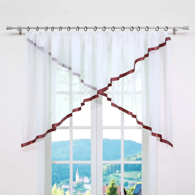 Scheibengardine mit Kräuselband / Fensterdeko Kreuzdesign 1 stück