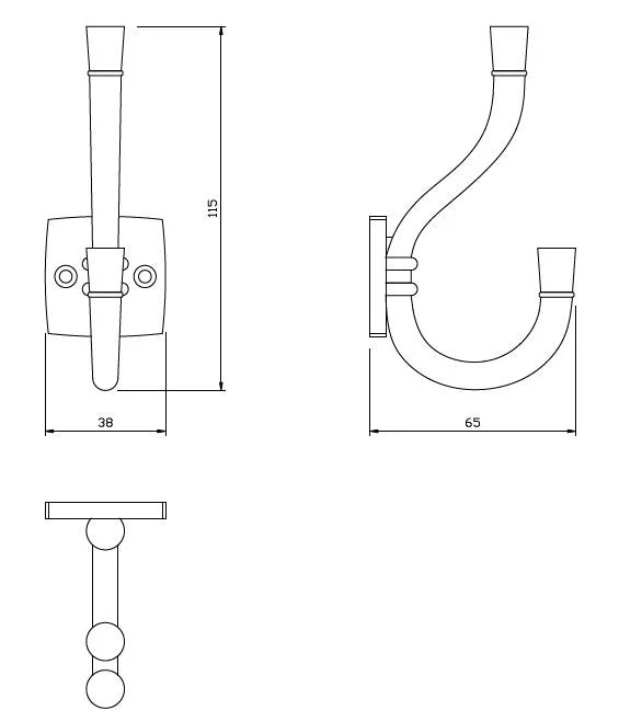 Doppelter Hut- und Mantelhaken - 115mm - Gold Matt