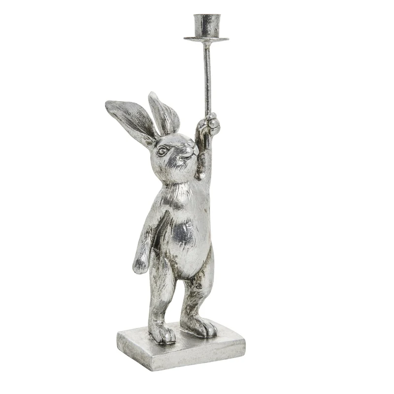 Selille Hasen-Kerzenständer H18.5 Silber