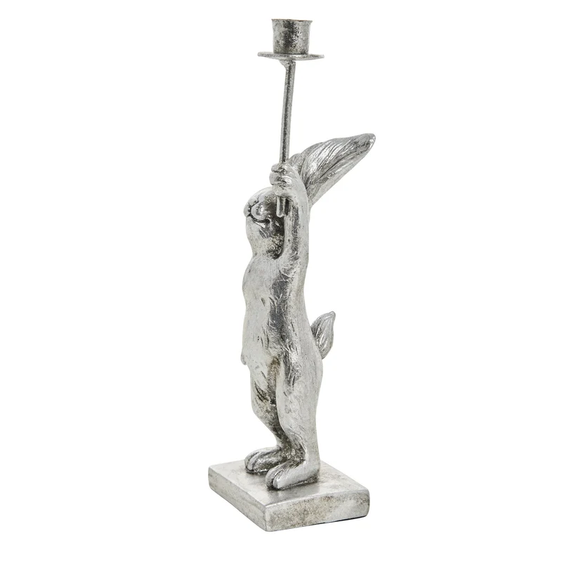 Selille Hasen-Kerzenständer H18.5 Silber
