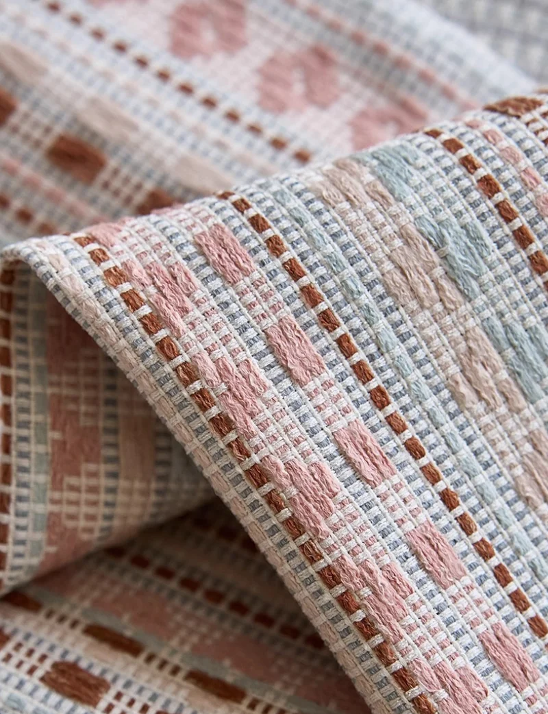 Rideau semi occultant tissage Fair Isle rose terracotta boho