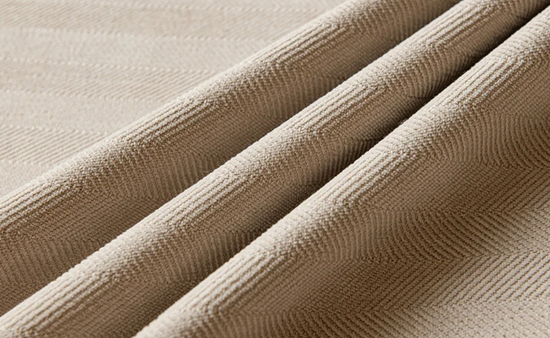 Rideau occultant beige chenille chevrons texturé salon