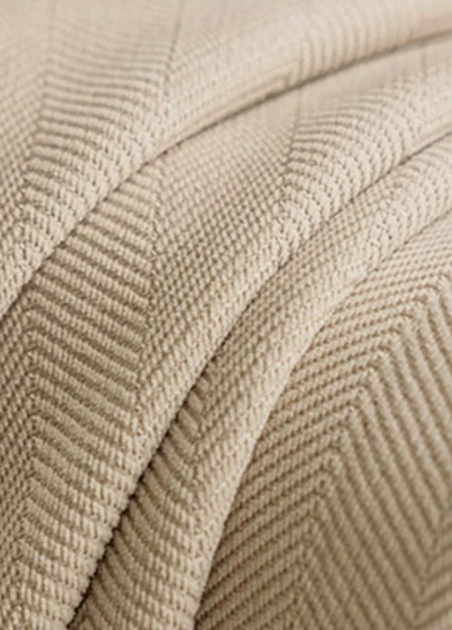 Rideau occultant beige chenille chevrons texturé salon