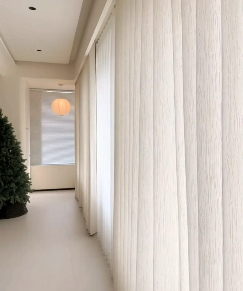 Voilage blanc ivoire texture vagues effet lin naturel