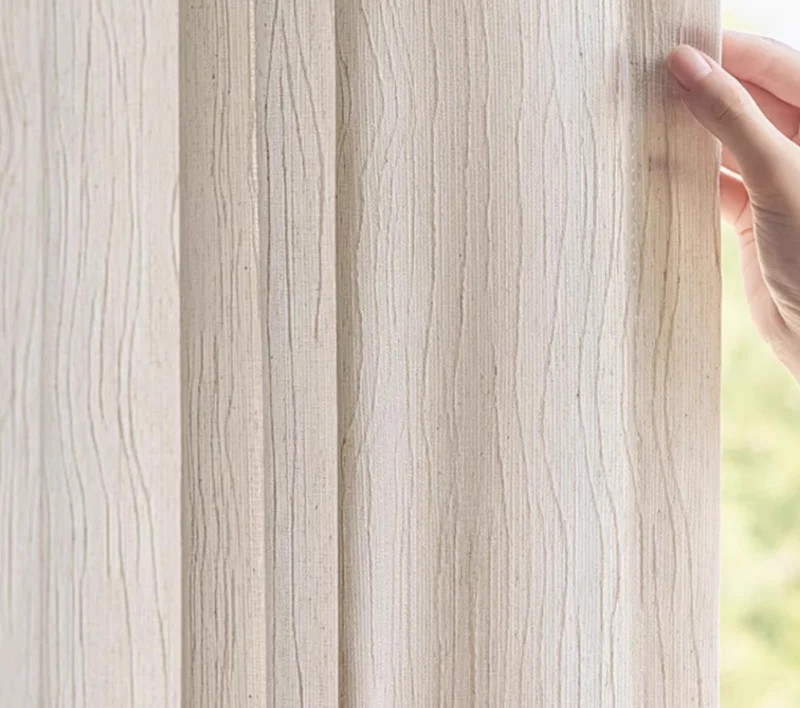 Voilage blanc ivoire texture vagues effet lin naturel