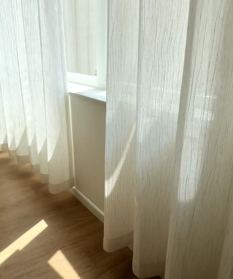 Voilage blanc ivoire texture vagues effet lin naturel