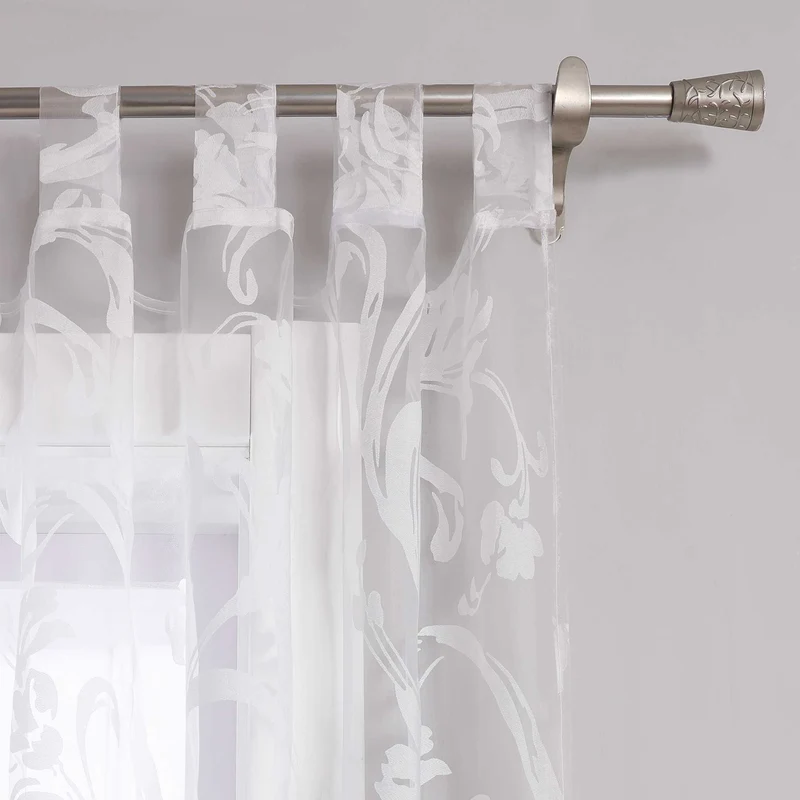 Gardine mit Blumenmuster halbtransparent 1 stück