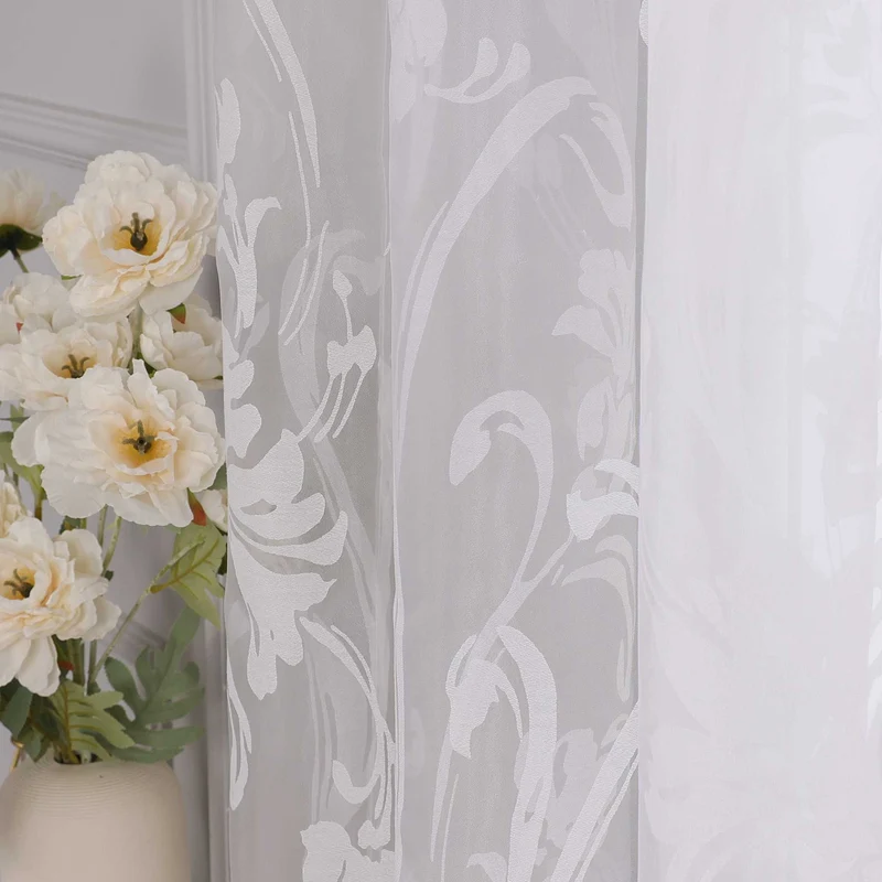 Gardine mit Blumenmuster halbtransparent 1 stück