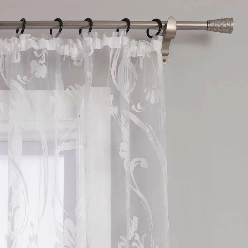 Gardine mit Blumenmuster halbtransparent 1 stück