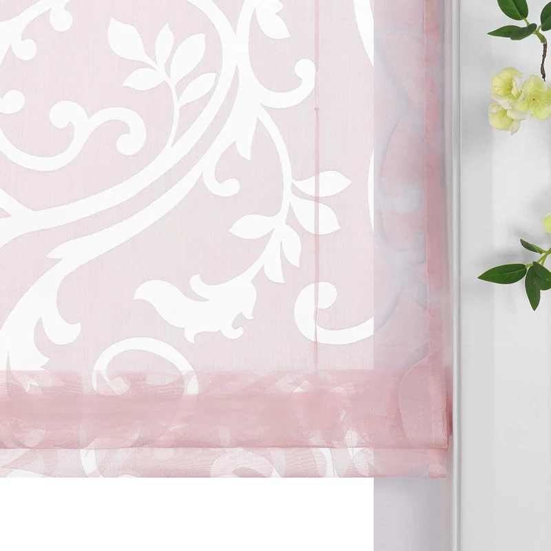 Rollo mit V-Haken transparent Burn-out-Technik Blumenmuster 1 Stück