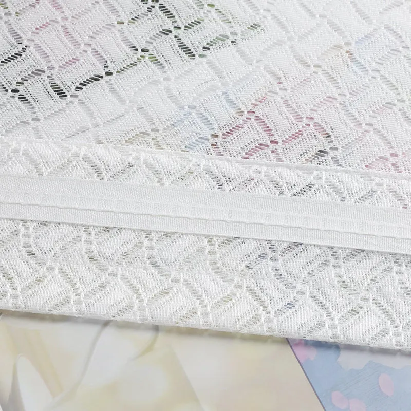 2er Set Scheibengardinen Jacquard Bistrogardine durch Tunnelzug kurz weiß