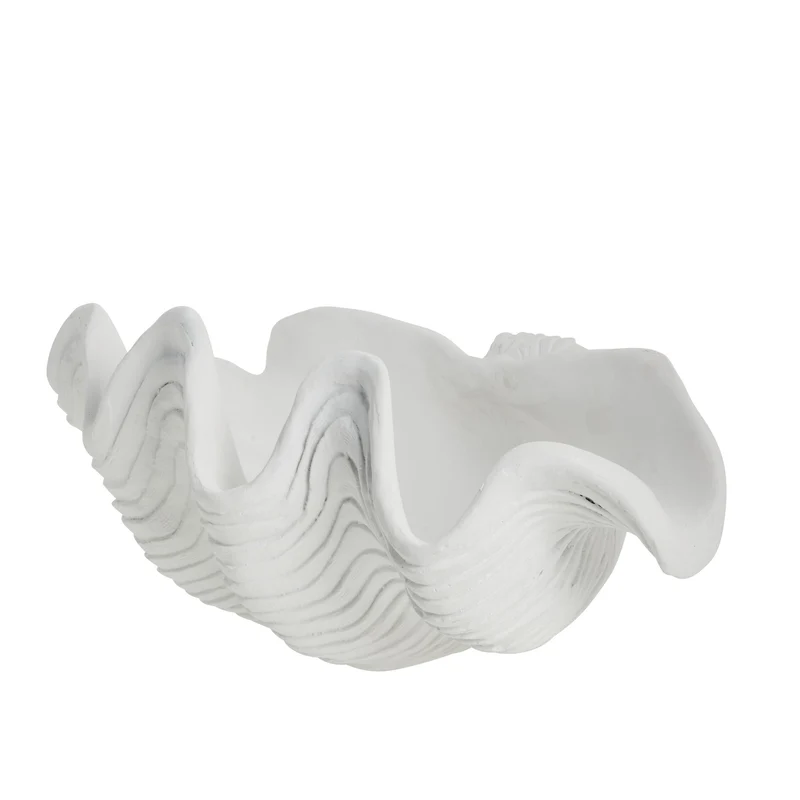 Dekorative Muschelschale aus Shella, 40,5 x 27,5 cm, weiß.