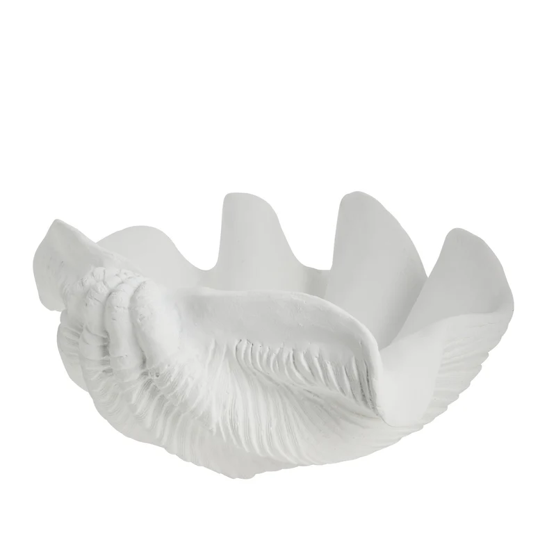 Dekorative Muschelschale aus Shella, 40,5 x 27,5 cm, weiß.