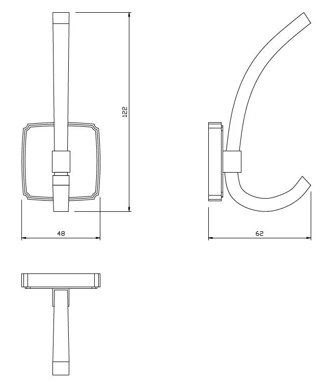 Doppelter Hut- und Mantelhaken - 122 mm - Chrom