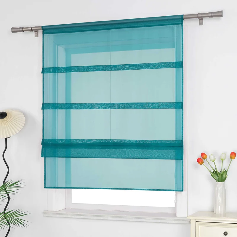 Rollo Voile Raffgardinen für Küche Transparent 1 Stück