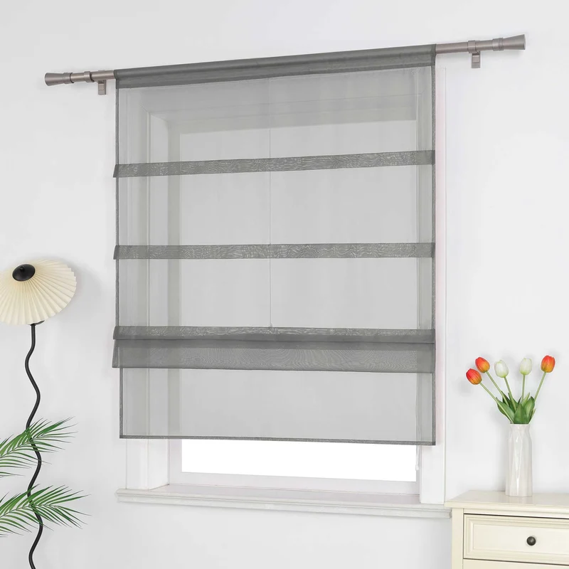 Rollo Voile Raffgardinen für Küche Transparent 1 Stück