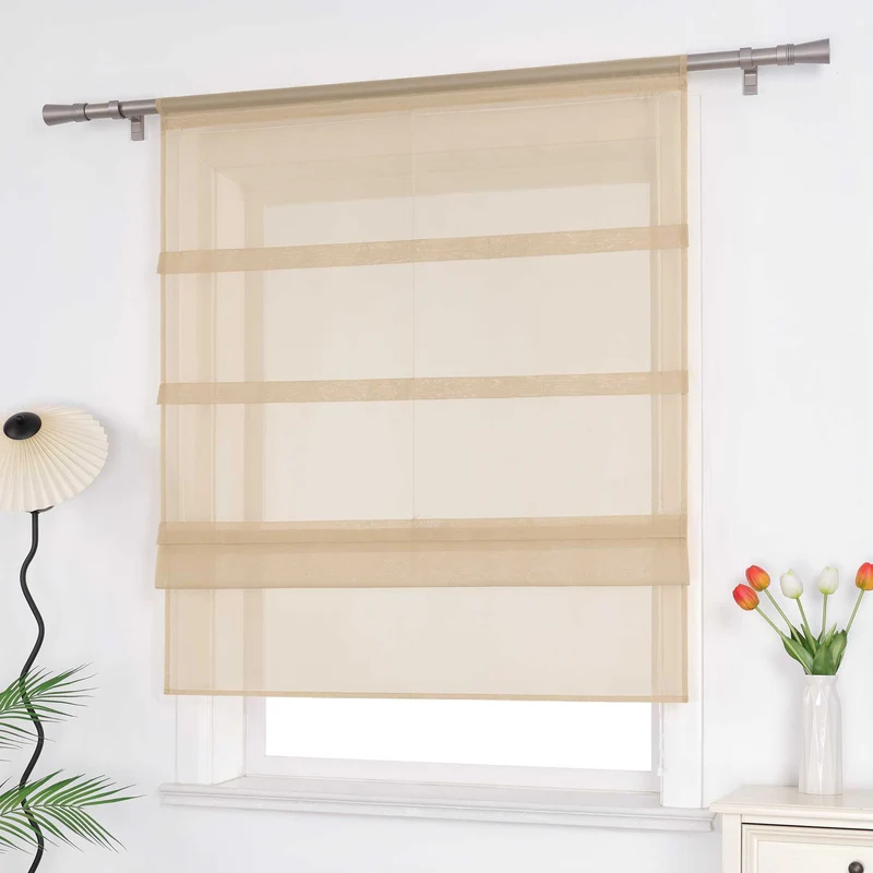 Rollo Voile Raffgardinen für Küche Transparent 1 Stück