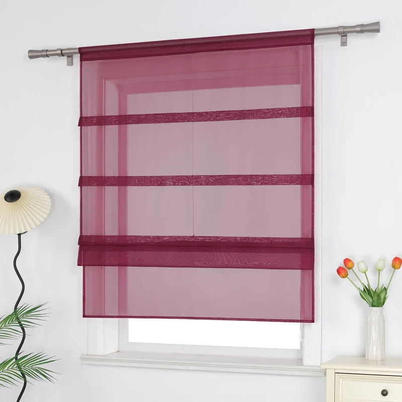 Rollo Voile Raffgardinen für Küche Transparent 1 Stück