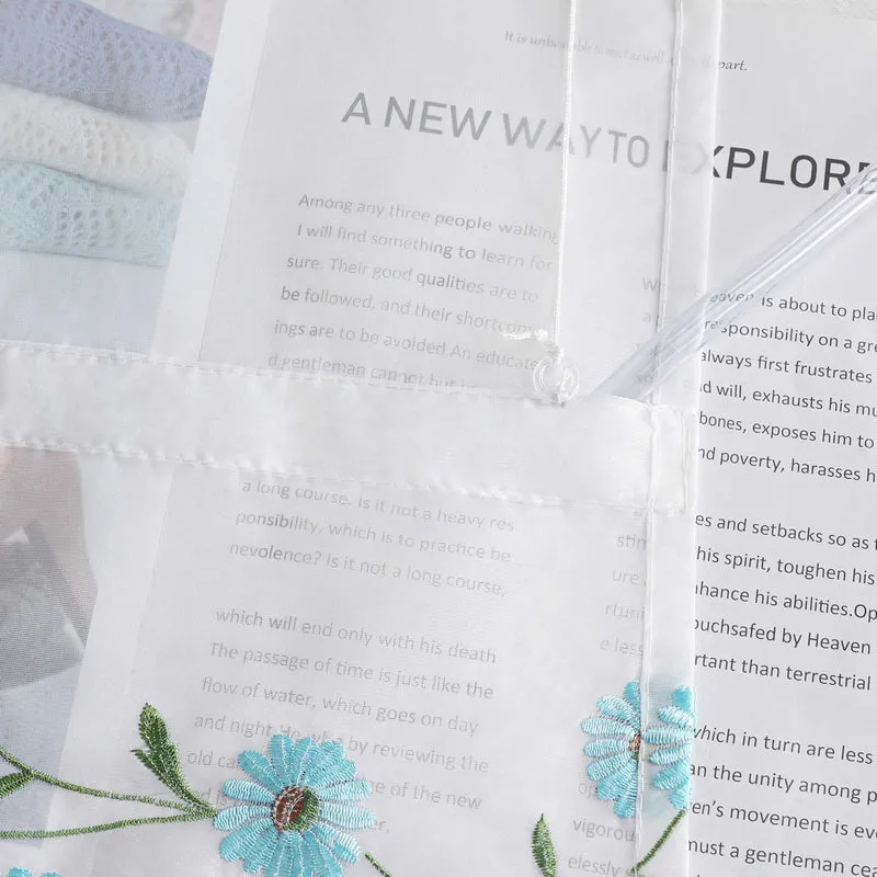 Rollo Voile Raffgardinen mit Schlaufenaufhängung und Blumenmuster Stickerei 1 Stück