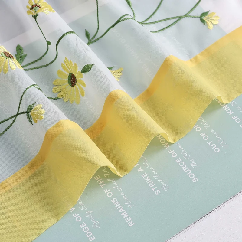 Rollo Voile Raffgardinen mit Schlaufenaufhängung und Blumenmuster Stickerei 1 Stück
