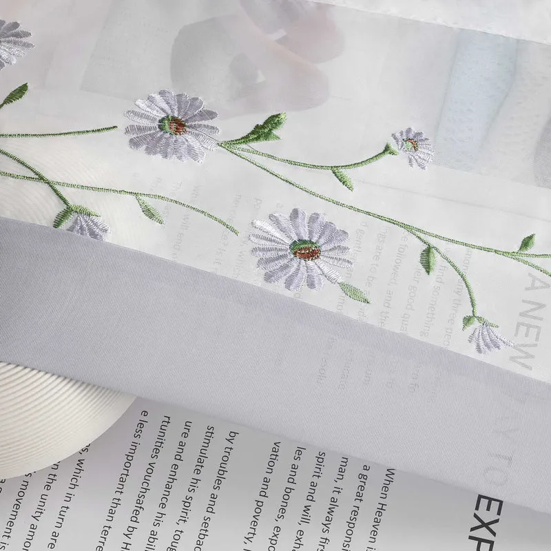 Rollo Voile Raffgardinen mit Schlaufenaufhängung und Blumenmuster Stickerei 1 Stück
