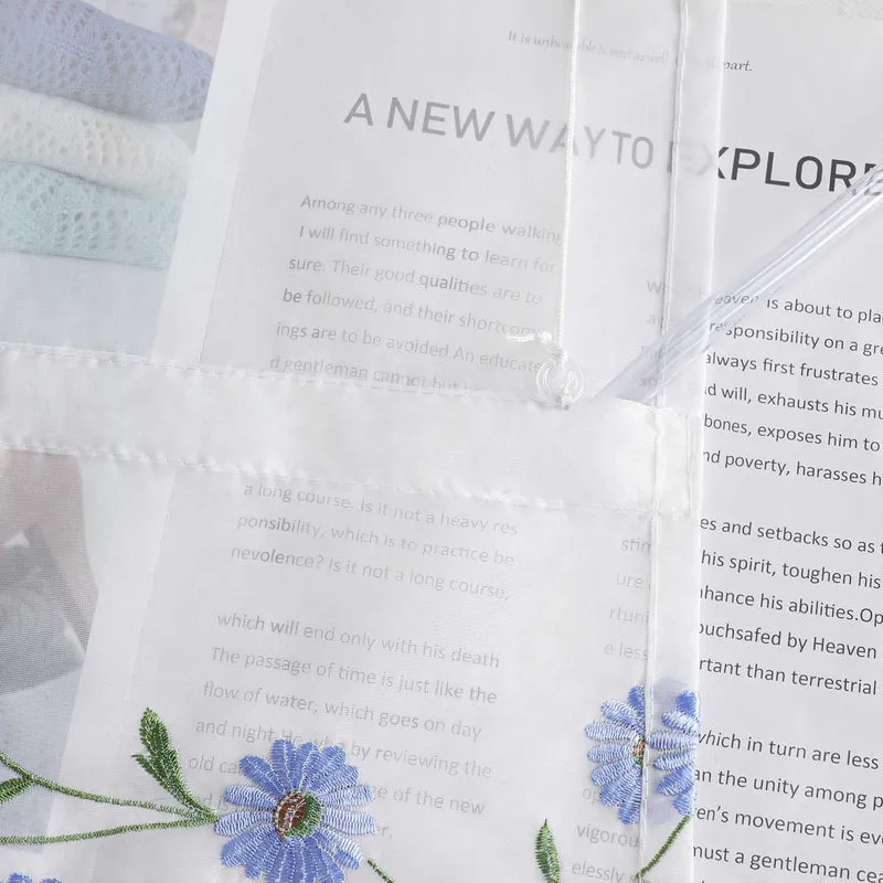 Rollo Voile Raffgardinen mit Schlaufenaufhängung und Blumenmuster Stickerei 1 Stück