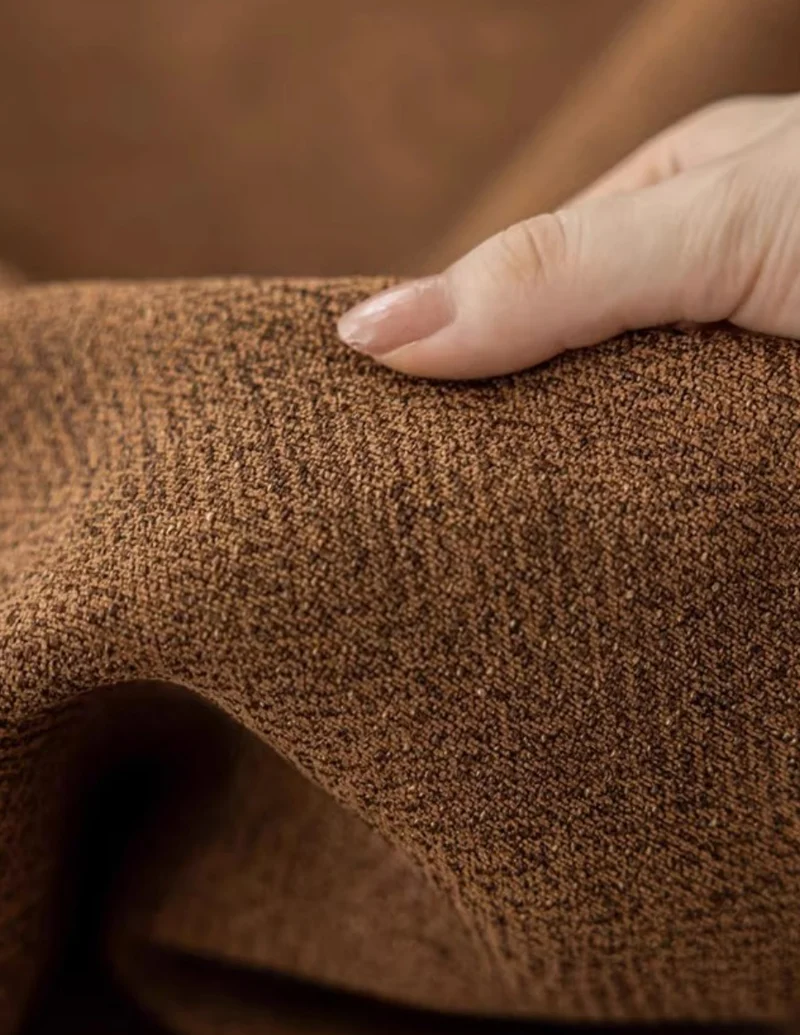 Rideau occultant marron chocolat chenille texturé salon