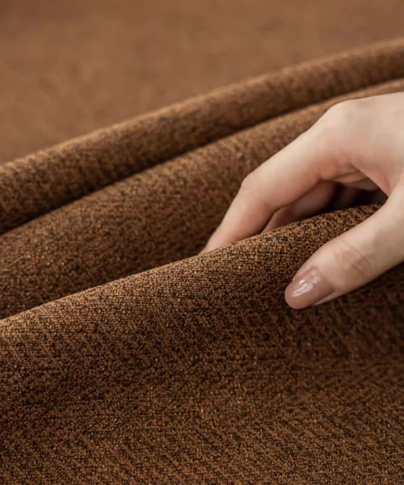 Rideau occultant marron chocolat chenille texturé salon