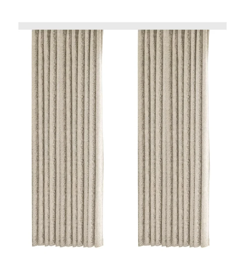 Rideau occultant blanc crème jacquard floral bordure noire