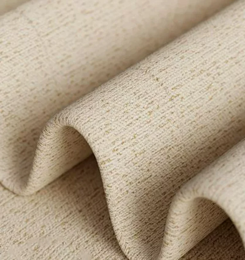 Rideau occultant beige chenille double tissage