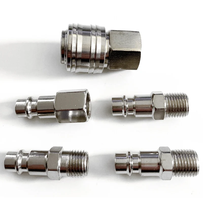 Druckluft 5er Set Pneumatik Kompressor Kupplung Steckverbinder Schnellkupplung