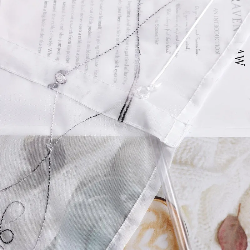 Rollo mit Schlaufenaufhängung mit Linienmuster-Stickerei transparent 1 Stück