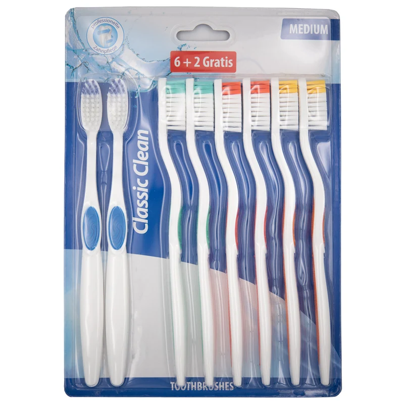 8x Zahnbürste Handzahnbürste Reisezahnbürste Zähne Putzen Bürste Medium Set