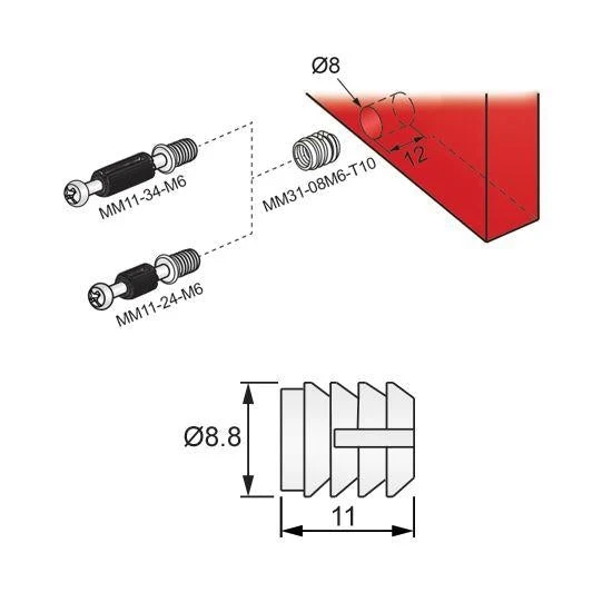 Gewindeeinsatz M8 - Weiß - 1000 Stk
