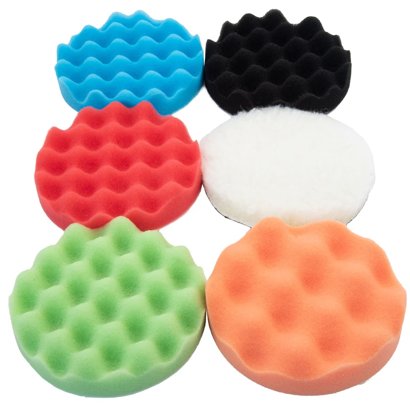 6x Polierpads Polierteller Klett Polierschwamm Polierscheibe Aufsatz 125mm Set