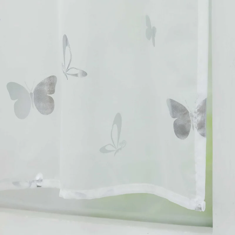 Scheibengardine mit Schmetterling Glanzdruck modern, kurz