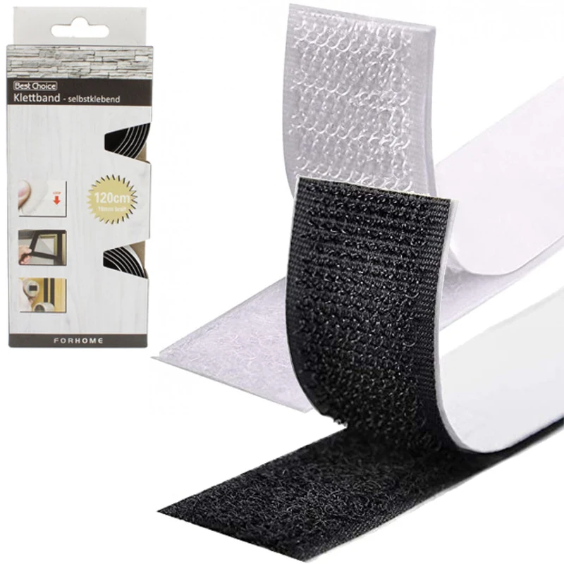 Klettband Klettverschluss Klettklebeband Klettpad selbstklebend 100-120cm x 19mm