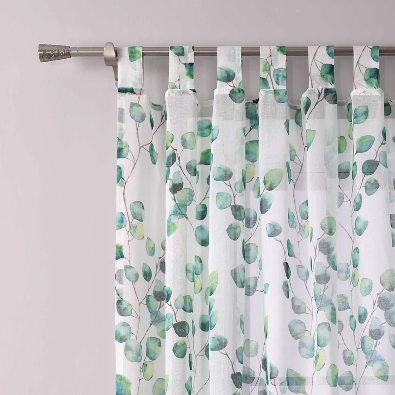 Gardine Schlaufenschal Transparente Luftig Blätterdruck 1 Stück